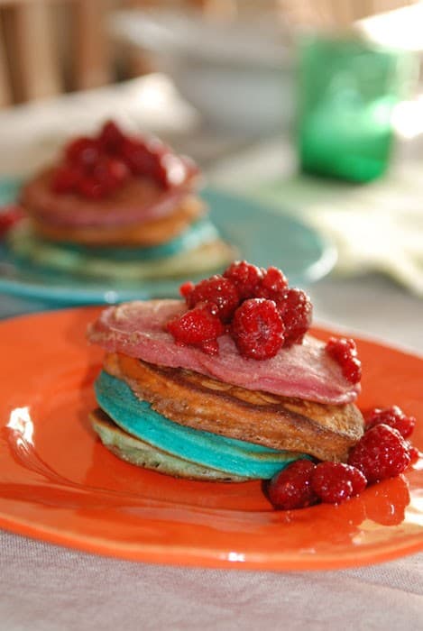 regnbågen, pannkakor, färg, hallon