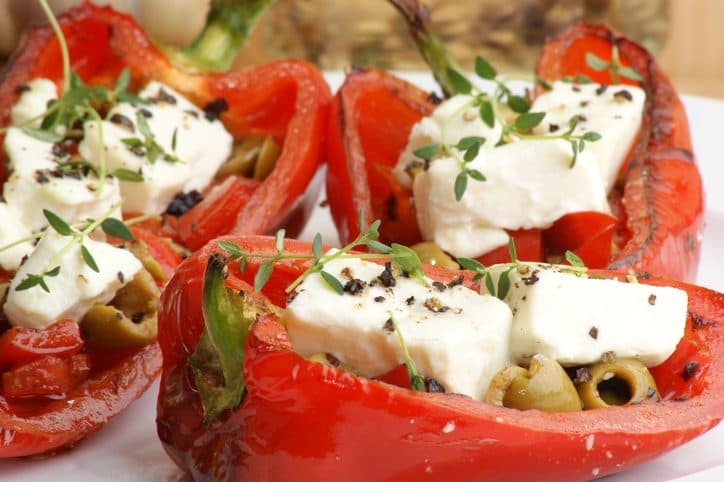 Bild på Ört- och fetaostfylld grillad paprika