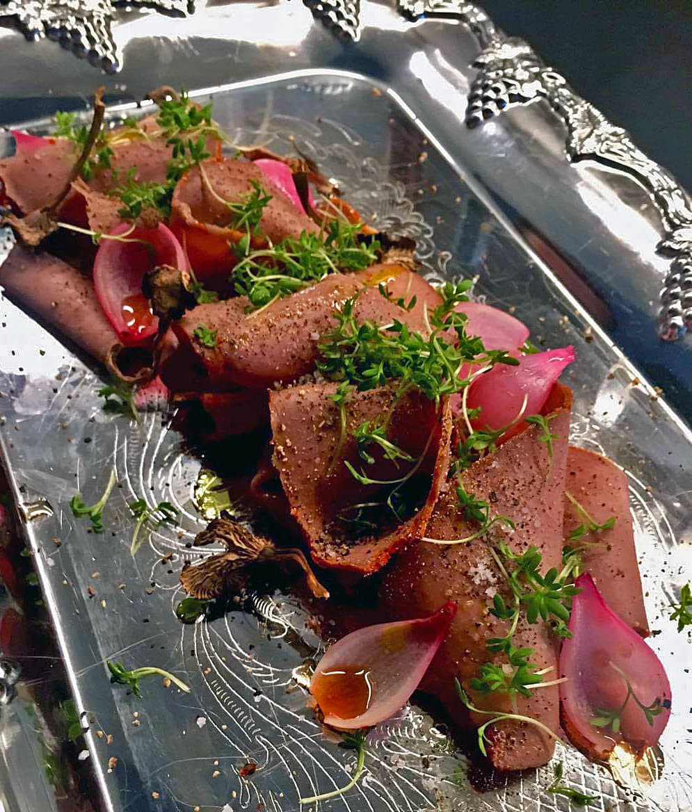 Tjälknöl och gräddsås med cognac och grönpeppar